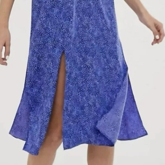 & Other Stories Leopard Print Midi Slip Dress Sz 0 Adjustable Straps Side Slits - Picture 2 of 15